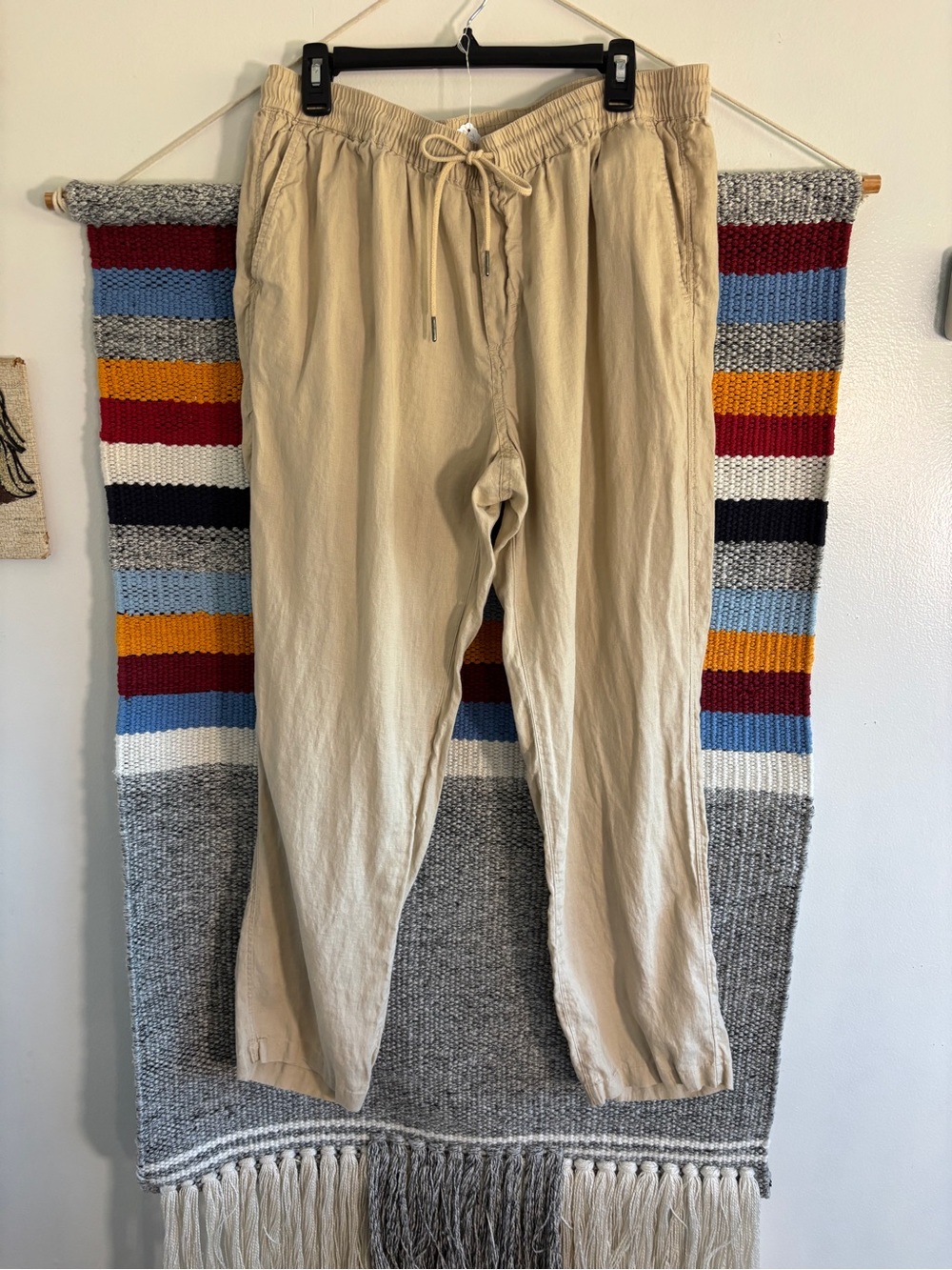 NWOT Quince Beige Linen Drawstring Casual Trousers